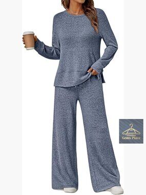 2 Piece Lounge Set Matching Fall Outfits Pajamas Casual Travel Sweatsuits Wide